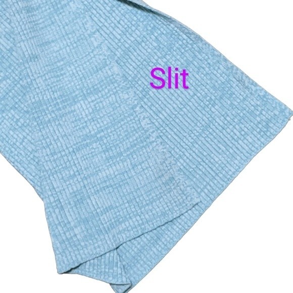 Le Ore Rimini Rib Knit Flared Pants flared cuffs pull on LOK00166 sky/artic L - Picture 9 of 10